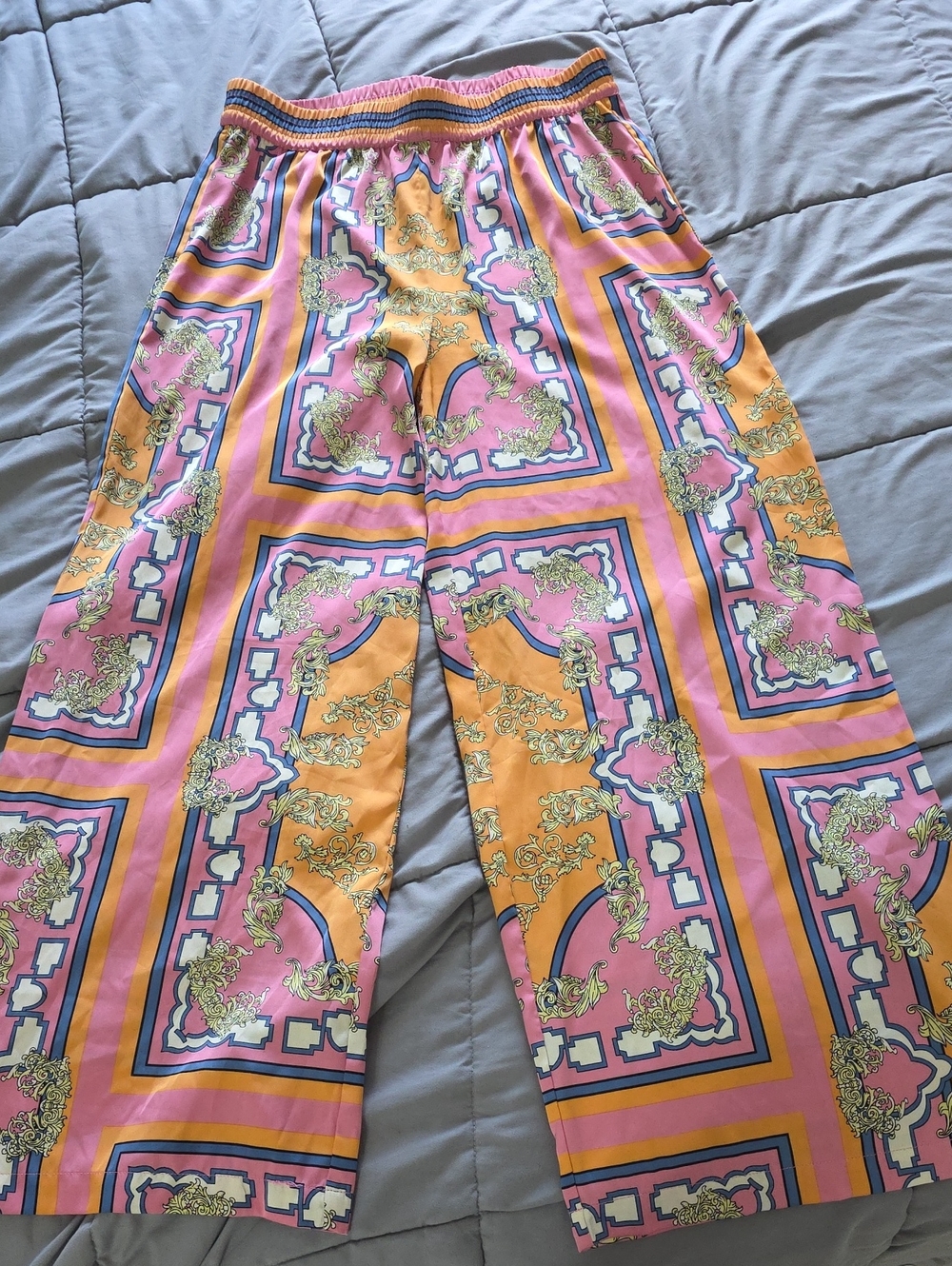Rachel Zoe Printed Wide-Leg Pants in Pink & Orange